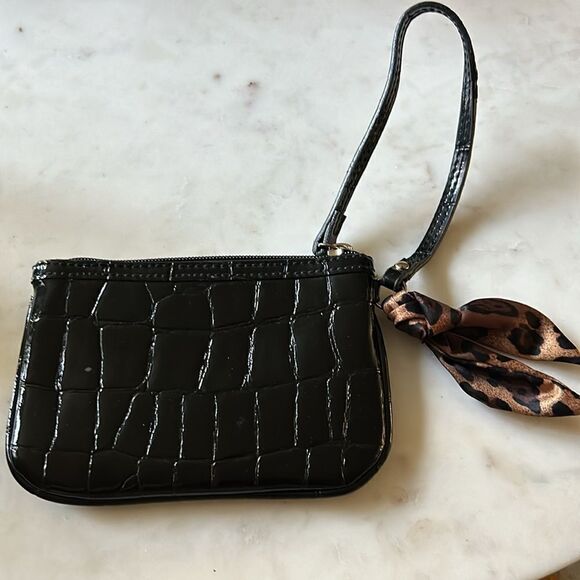 Vintage Liz Claiborne black faux croc small wristlet - Picture 4 of 5